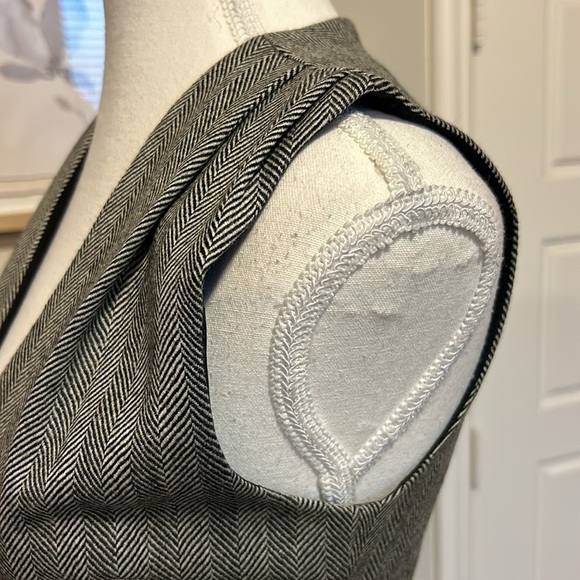 Adam Adam Lippes | Black & White 100% Wool V Neck Shift Dress | Size 0 - Picture 9 of 14